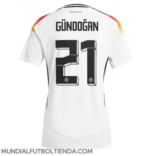 Camiseta Alemania Ilkay Gundogan #21 Primera Equipación Replica Eurocopa 2024 para mujer mangas cortas